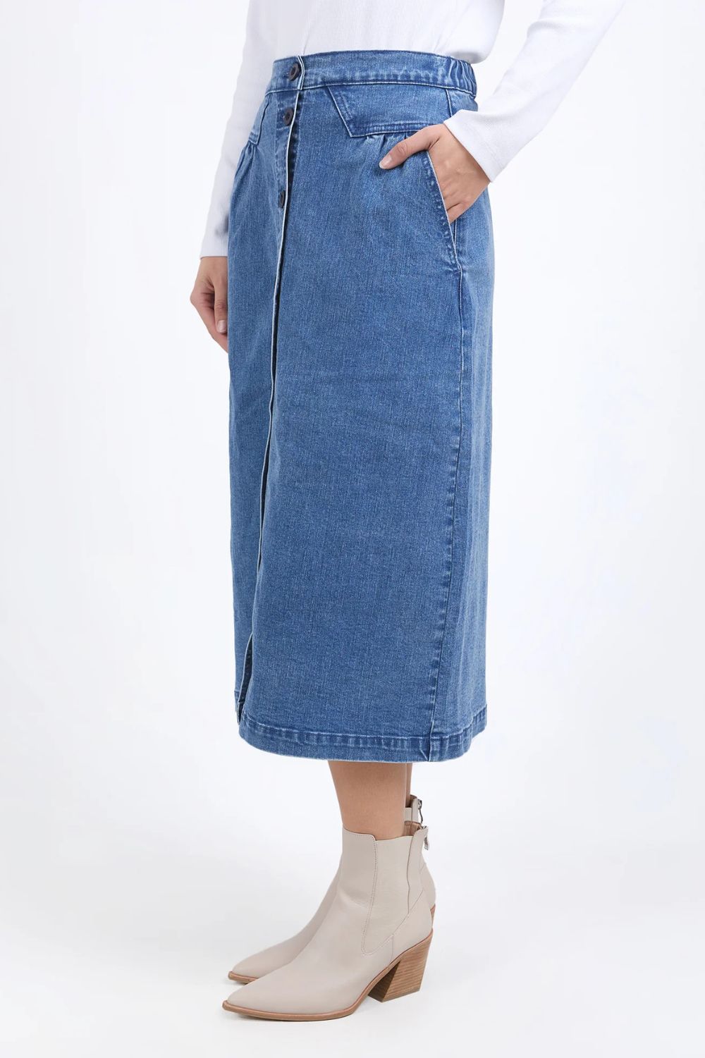 Foxwood - Amanda Midi Skirt | Mid Blue - Skirt - Silvermaple Boutique