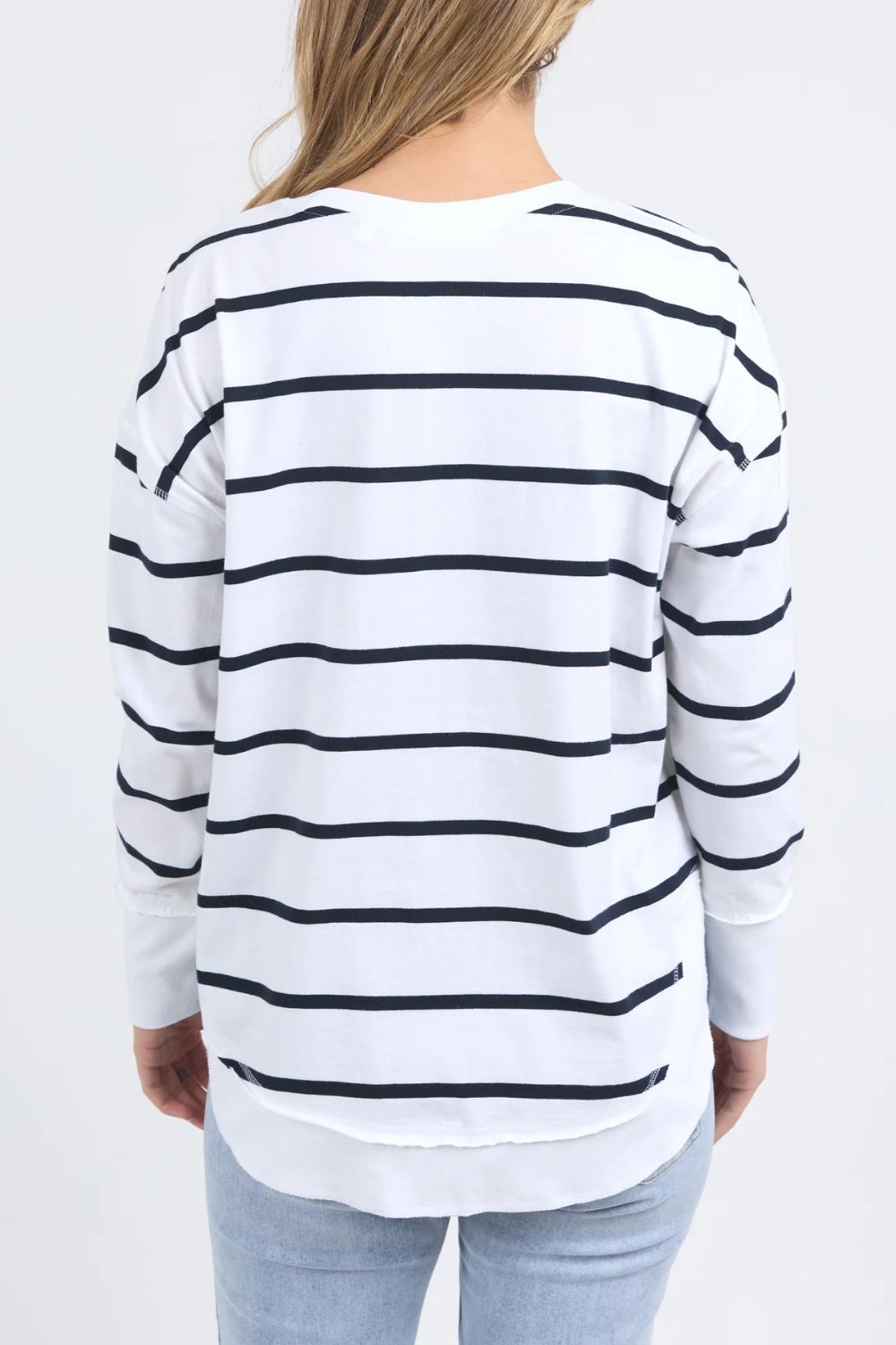 Foxwood - Farrah Stripe Long Sleeve Top | White/Navy Stripe - Top - Silvermaple Boutique