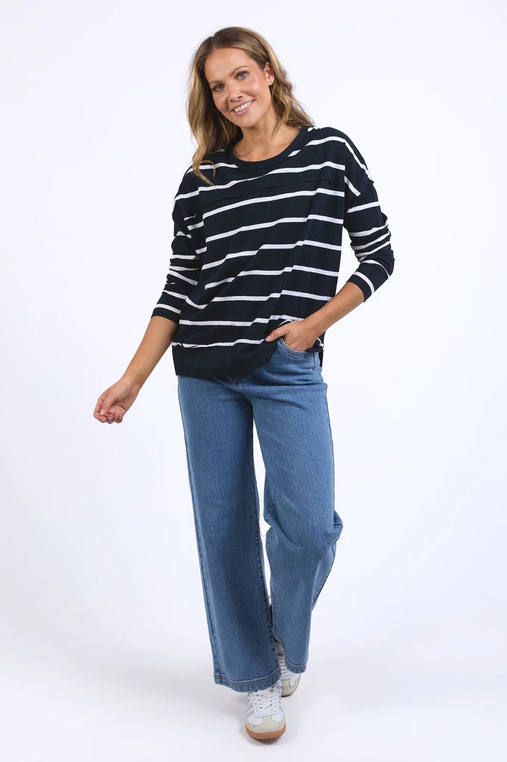 Foxwood - Jayne Stripe Throw On Top | Navy/White Stripe - Top - Silvermaple Boutique