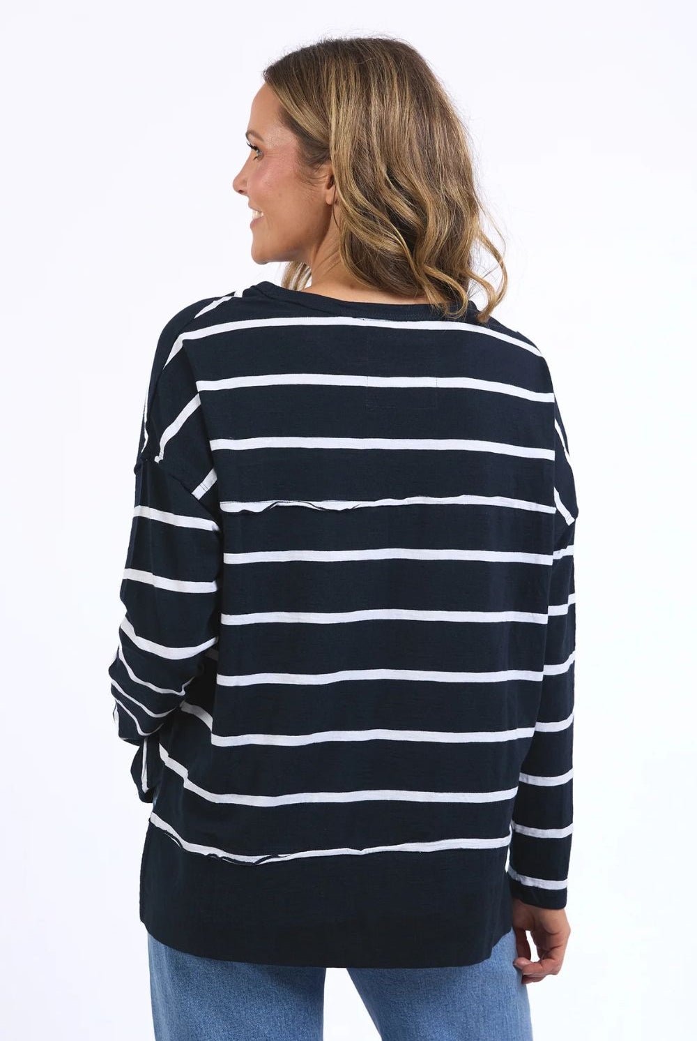 Foxwood - Jayne Stripe Throw On Top | Navy/White Stripe - Top - Silvermaple Boutique