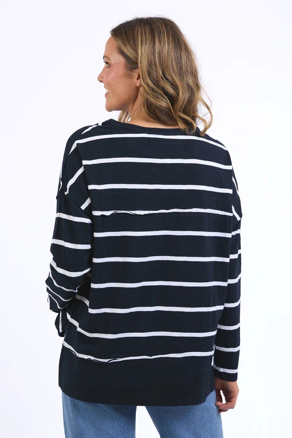 Foxwood - Jayne Stripe Throw On Top | Navy/White Stripe - Top - Silvermaple Boutique