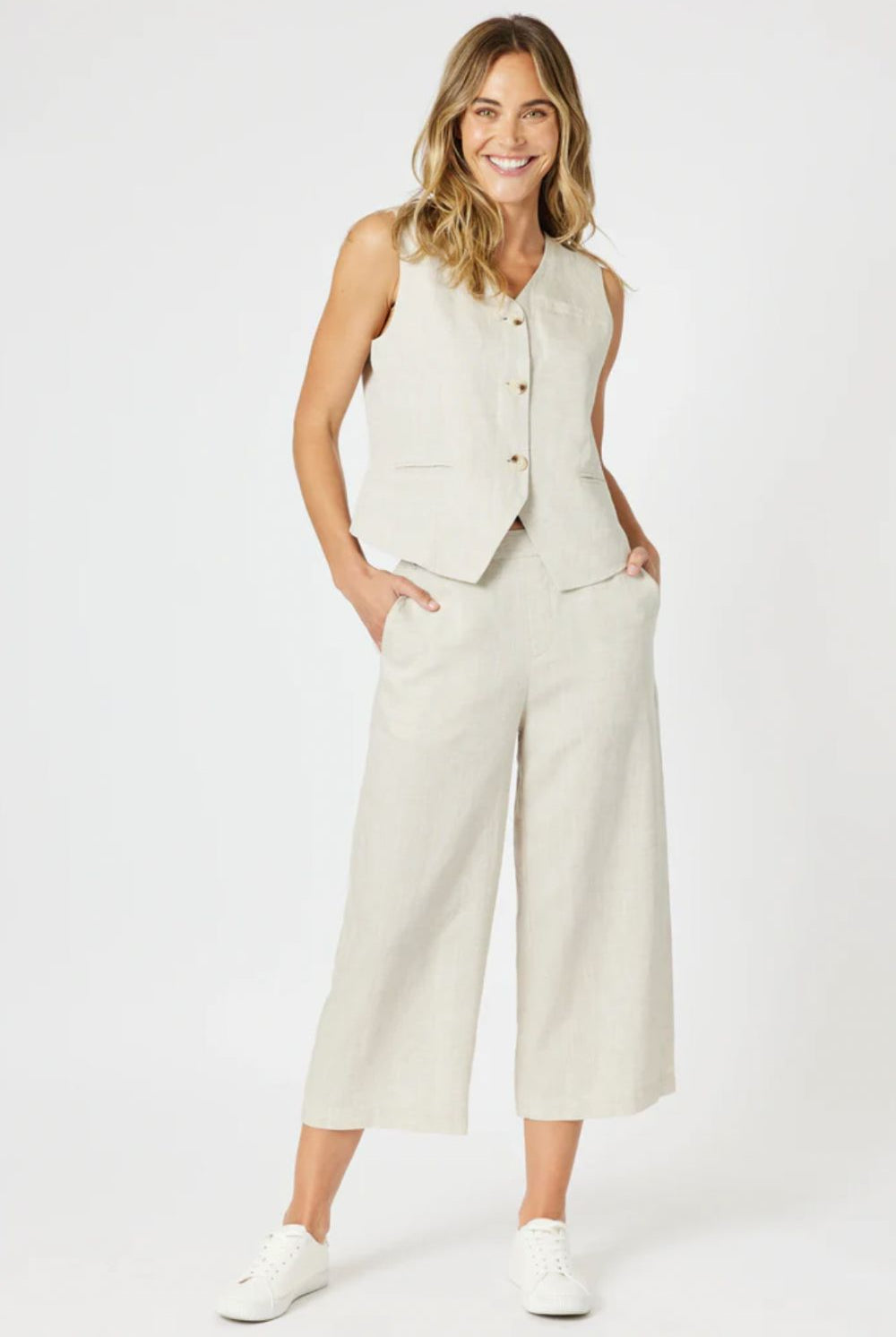 Gordon Smith - Lino Short Vest | Natural - Vest - Silvermaple Boutique