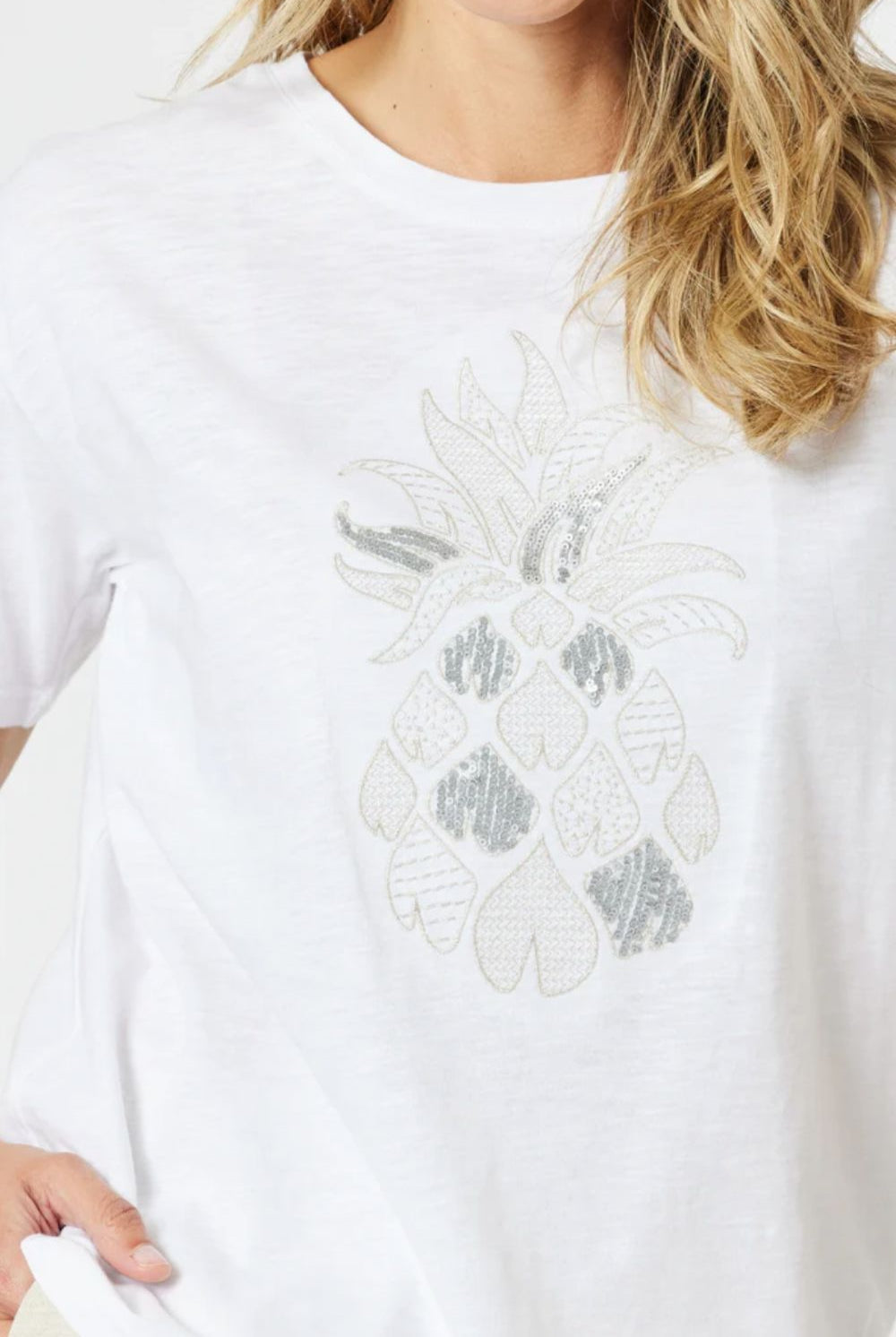 Gordon Smith - Silver Pineapple Tee | White/Silver - T-Shirt - Silvermaple Boutique