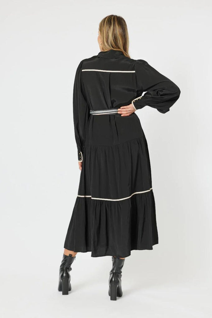 Gordon Smith Roma Trim Dress With Scarf Belt | Black_Silvermaple Boutique