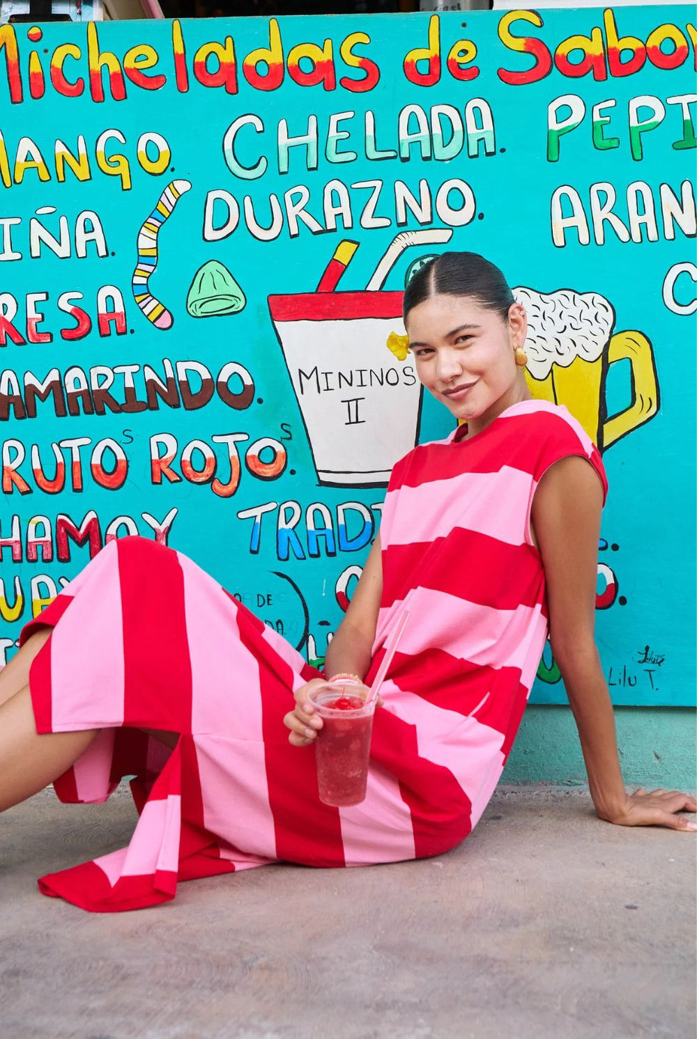 Haven - Haven Jardin Stripe T-Shirt Dress | Garnet - Dress - Silvermaple Boutique