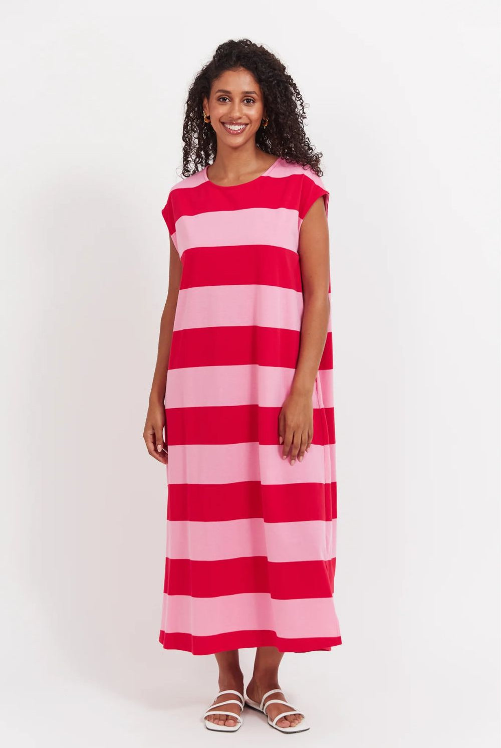 Haven - Haven Jardin Stripe T-Shirt Dress | Garnet - Dress - Silvermaple Boutique