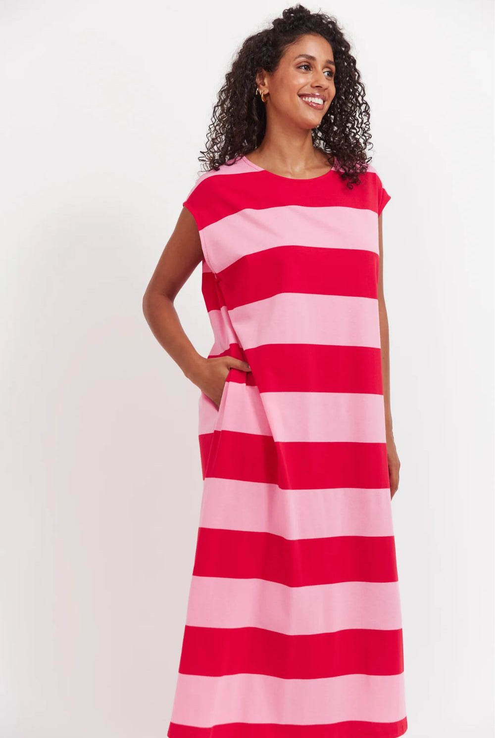 Haven - Haven Jardin Stripe T-Shirt Dress | Garnet - Dress - Silvermaple Boutique