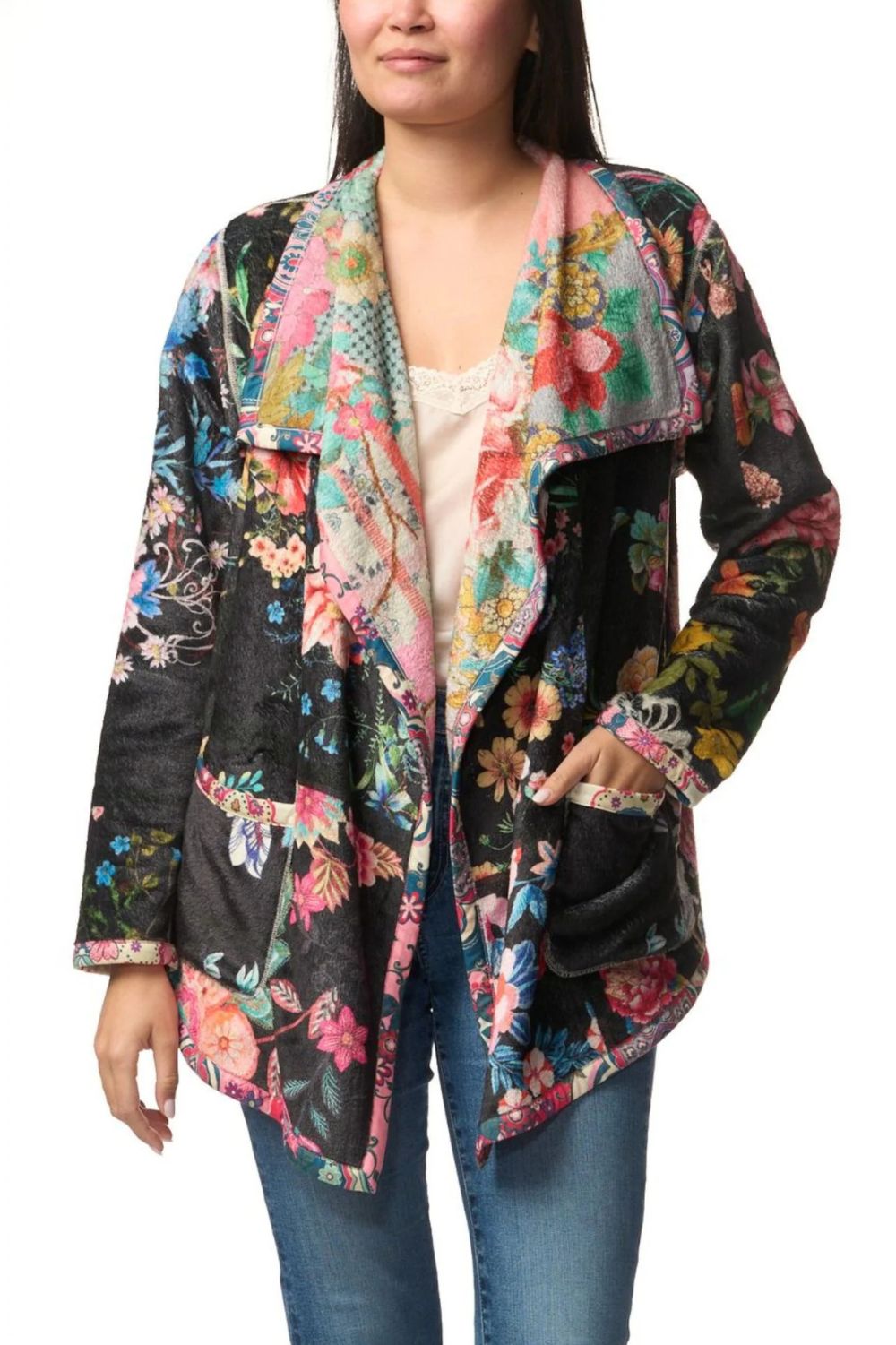 Johnny Was - Johnny Was Joan Wrap Reversible Sherpa Jacket | Akki - Blouse - Silvermaple Boutique