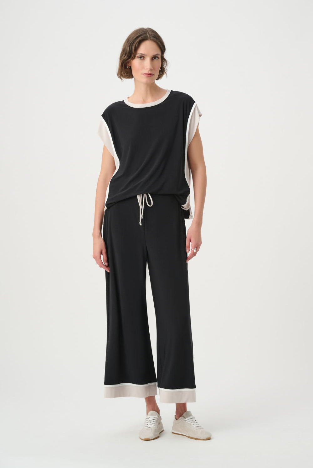 Joseph Ribkoff - Joseph Ribkoff Colorblock Cap Sleeve Top | Black/Moonstone - Top - Silvermaple Boutique