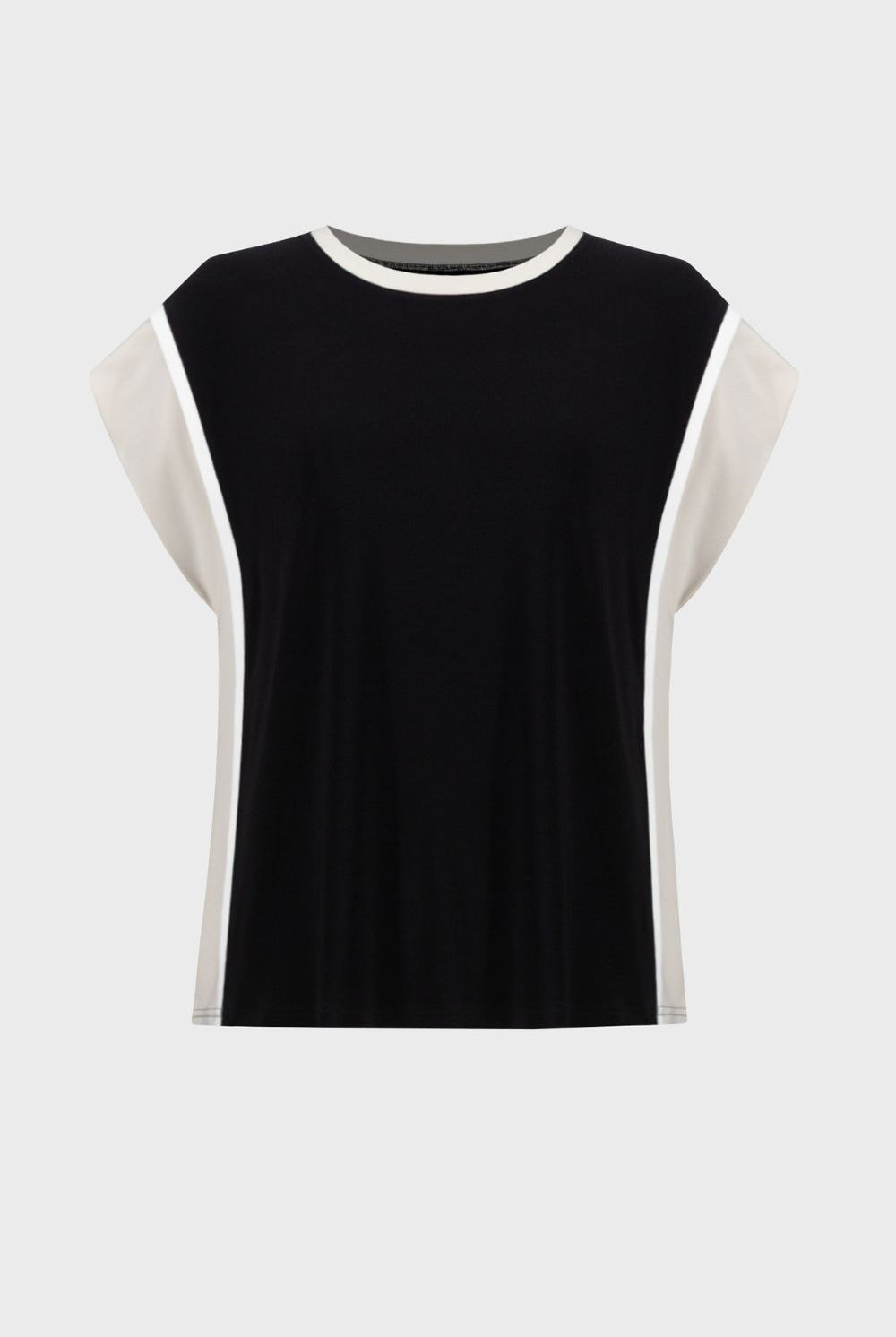 Joseph Ribkoff - Joseph Ribkoff Colorblock Cap Sleeve Top | Black/Moonstone - Top - Silvermaple Boutique