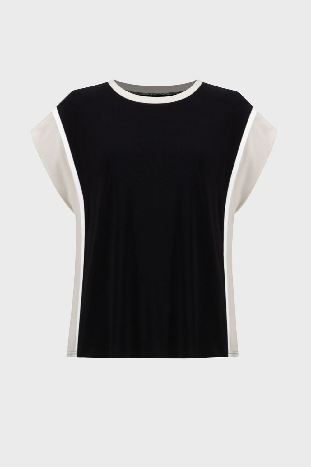 Joseph Ribkoff - Joseph Ribkoff Colorblock Cap Sleeve Top | Black/Moonstone - Top - Silvermaple Boutique