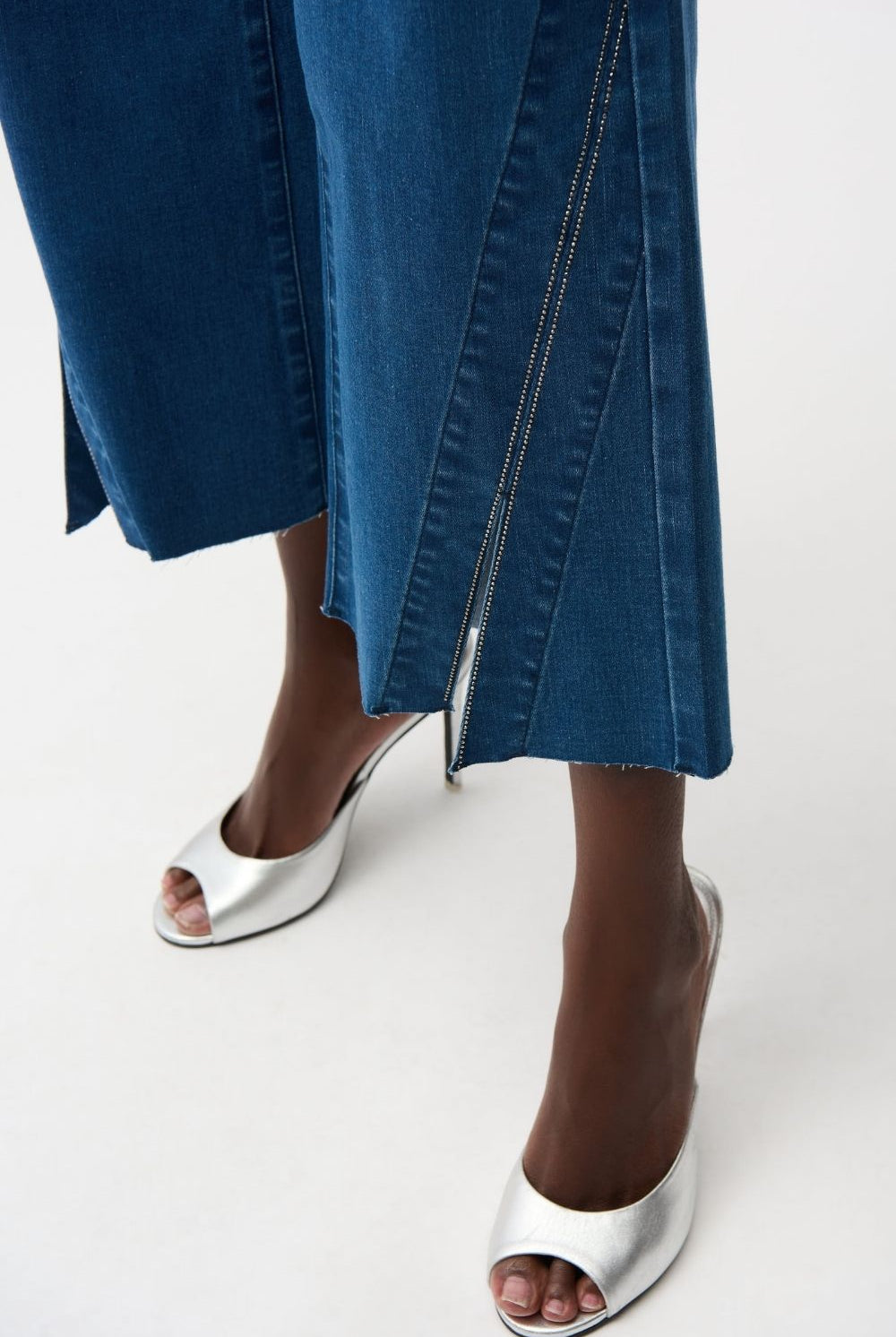 Joseph Ribkoff - Joseph Ribkoff Culotte Jeans With Rhinestones | Medium Blue - Jeans - Silvermaple Boutique