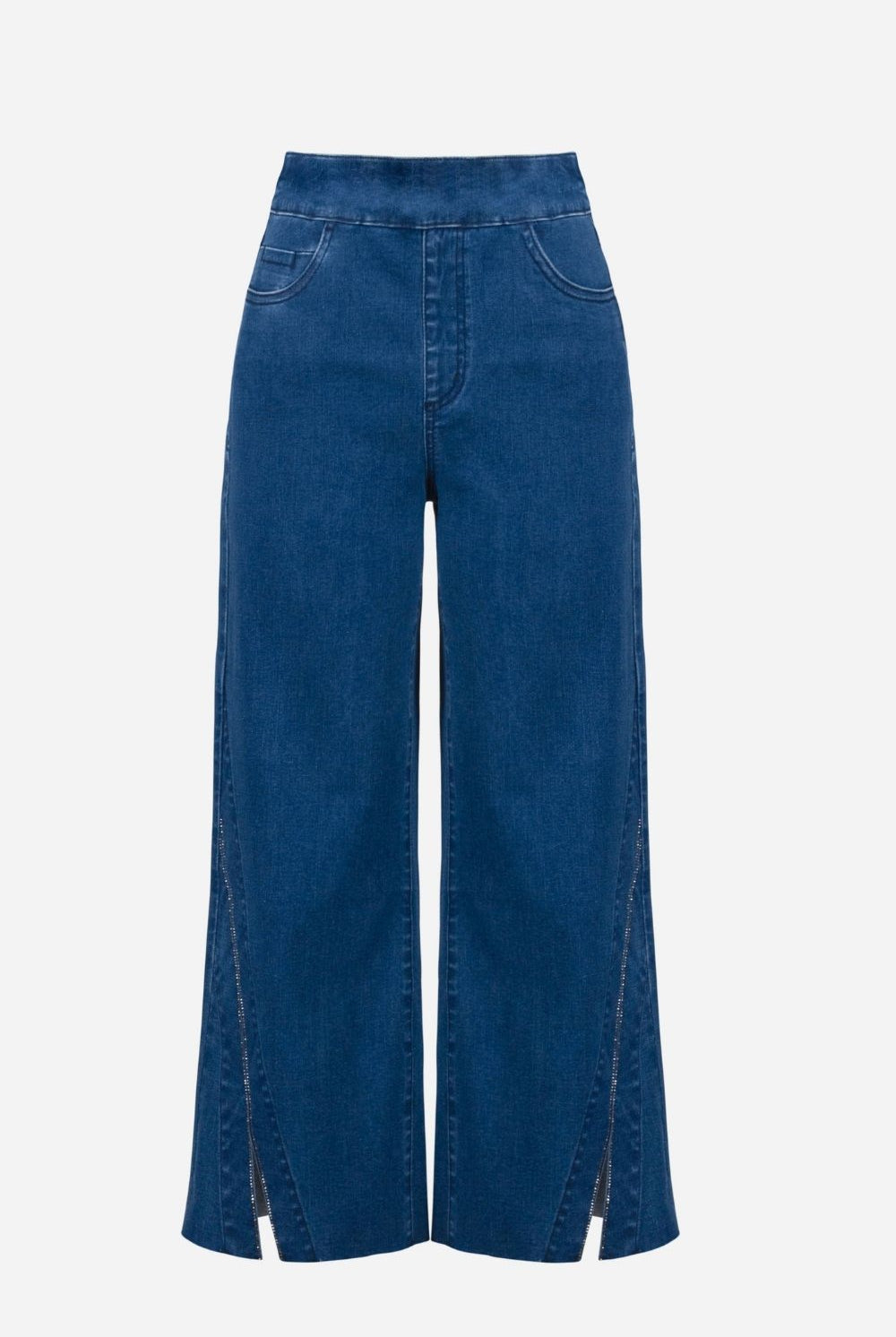 Joseph Ribkoff - Joseph Ribkoff Culotte Jeans With Rhinestones | Medium Blue - Jeans - Silvermaple Boutique