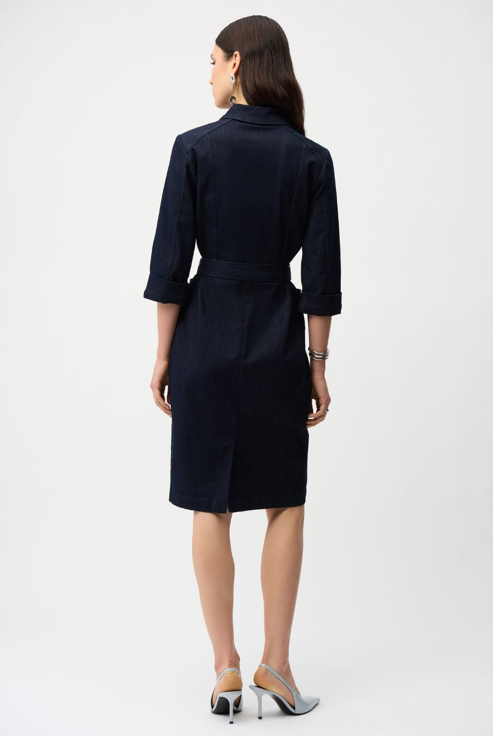 Joseph Ribkoff - Joseph Ribkoff Denim Dress With Half Zip & Belt | Dark Denim - Dress - Silvermaple Boutique