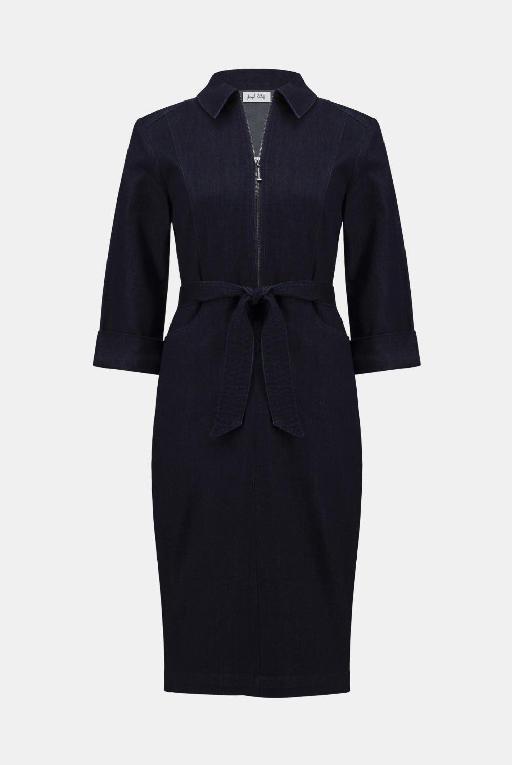 Joseph Ribkoff - Joseph Ribkoff Denim Dress With Half Zip & Belt | Dark Denim - Dress - Silvermaple Boutique
