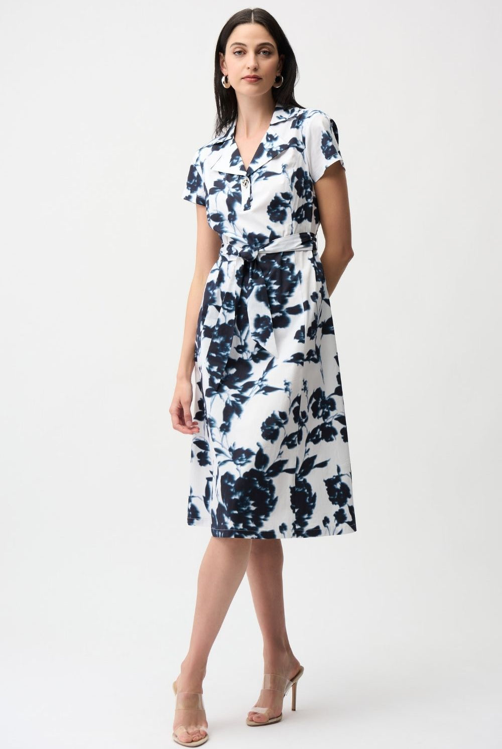 Joseph Ribkoff - Joseph Ribkoff Floral Fit & Flare Shirt Dress | Midnight/Vanilla - Dress - Silvermaple Boutique