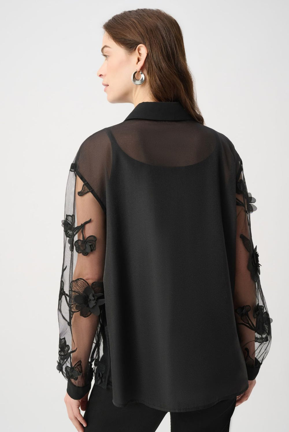 Joseph Ribkoff - Joseph Ribkoff Flower Appliqué Blouse | Black - Blouse - Silvermaple Boutique