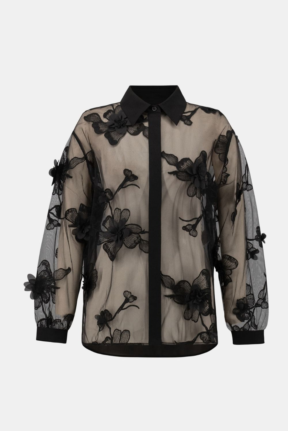 Joseph Ribkoff - Joseph Ribkoff Flower Appliqué Blouse | Black - Blouse - Silvermaple Boutique