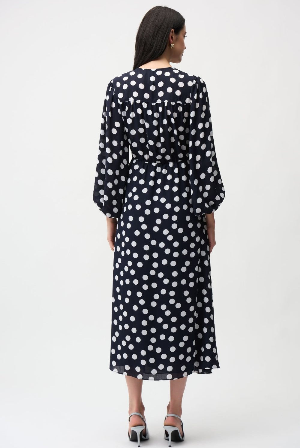 Joseph Ribkoff - Joseph Ribkoff Georgette Dot Wrap Dress | Midnight/Vanilla - Dress - Silvermaple Boutique