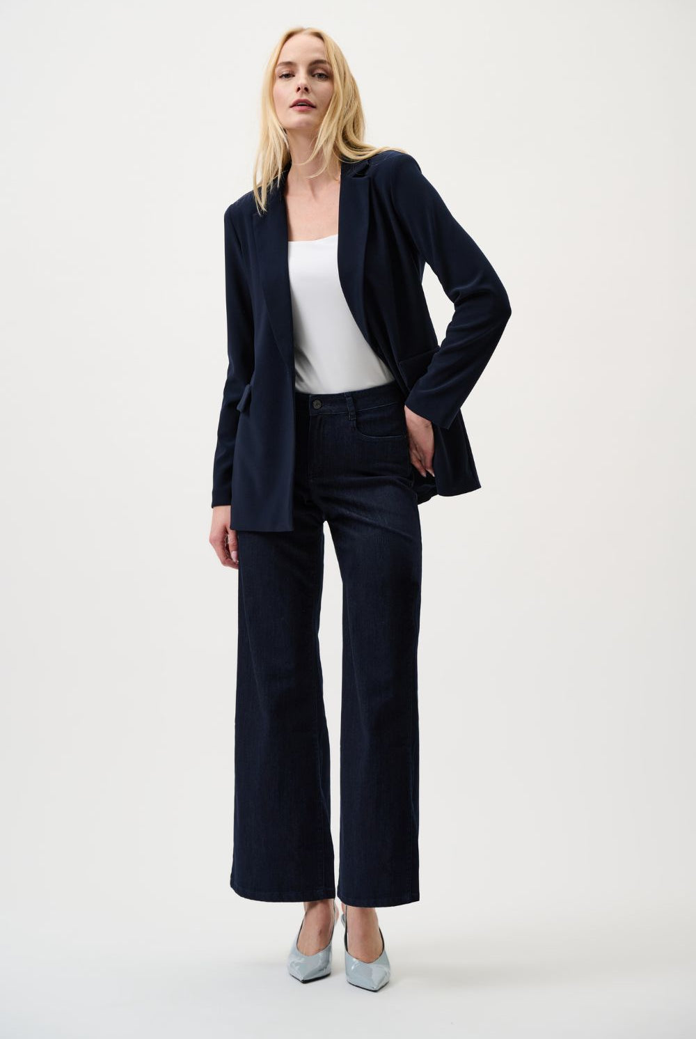 Joseph Ribkoff - Joseph Ribkoff Goldie Classic Wide-Leg Jeans | Dark Denim - Jeans - Silvermaple Boutique