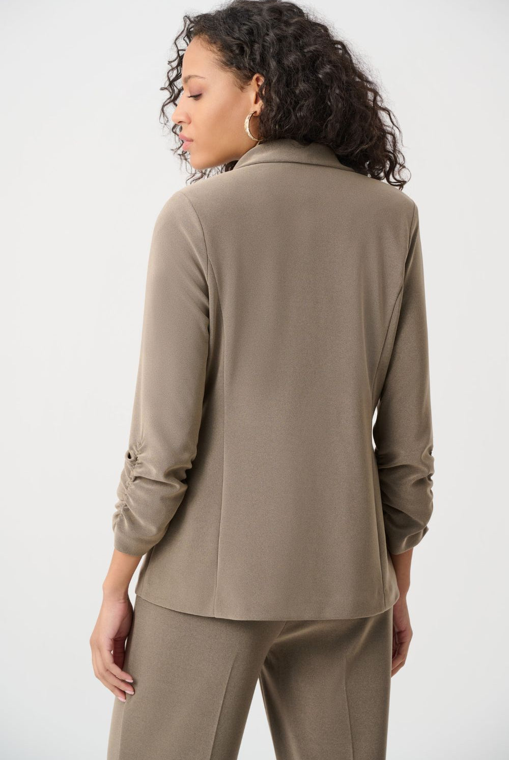 Joseph Ribkoff - Joseph Ribkoff Melange Silky Knit Straight Blazer | Taupe Melange - Blazer - Silvermaple Boutique