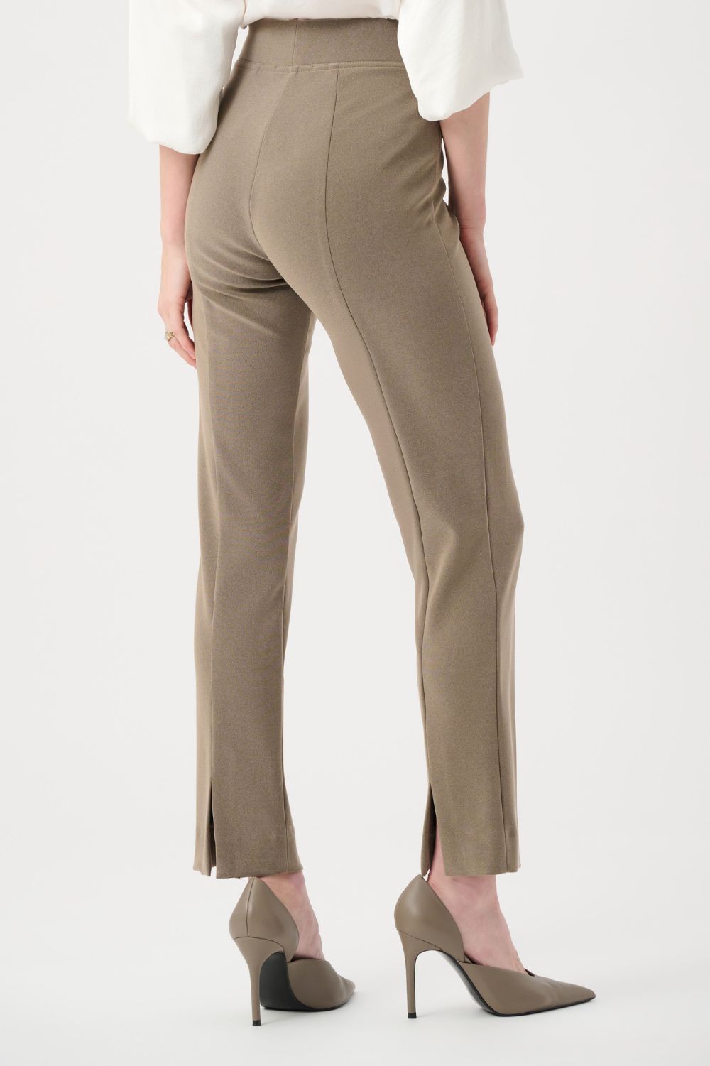 Joseph Ribkoff - Joseph Ribkoff Melange Silky Knit Straight Leg Pants | Taupe Melange - Pants - Silvermaple Boutique