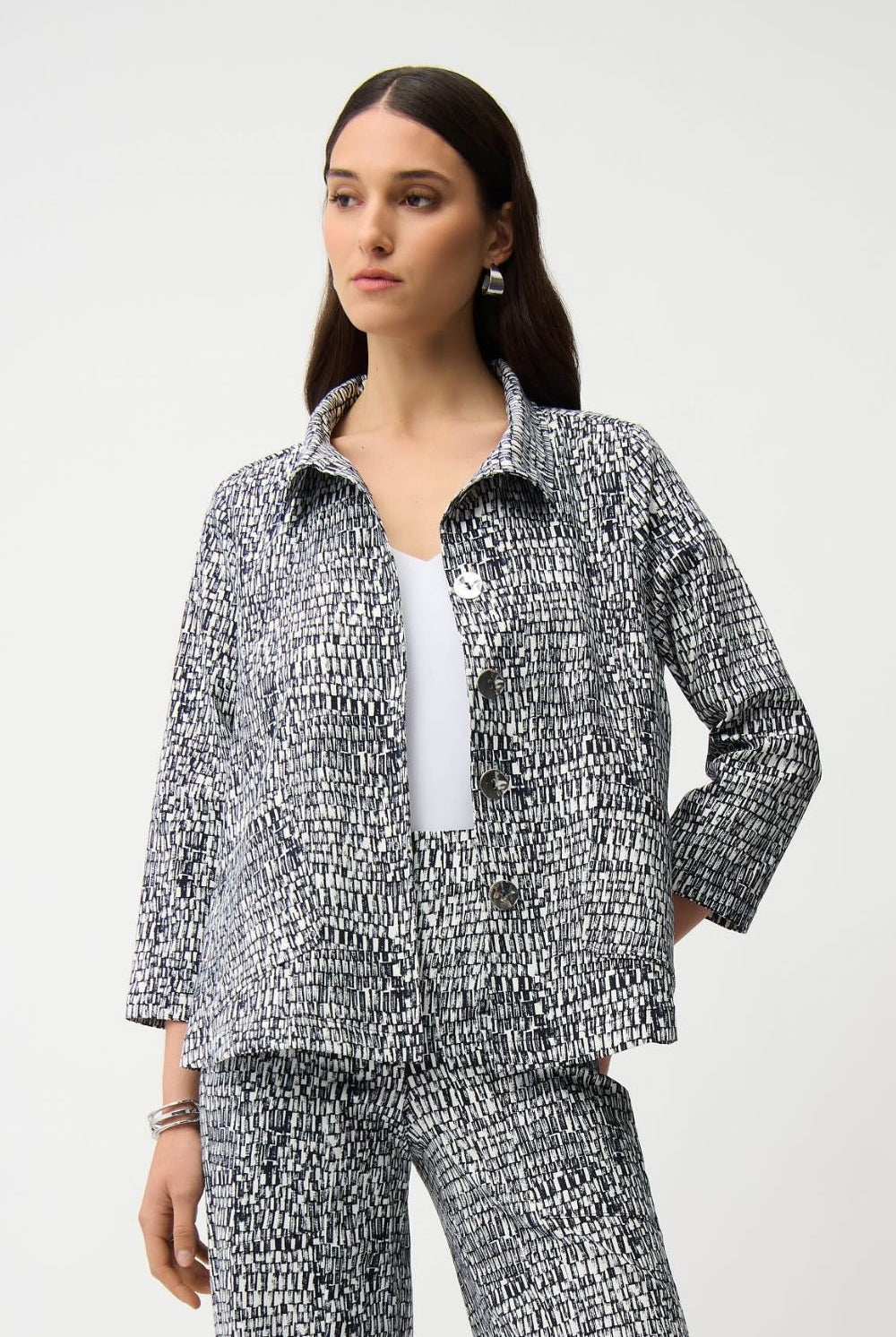 Joseph Ribkoff - Joseph Ribkoff Millennium Trapeze Jacket | Midnight/Vanilla - Jacket - Silvermaple Boutique