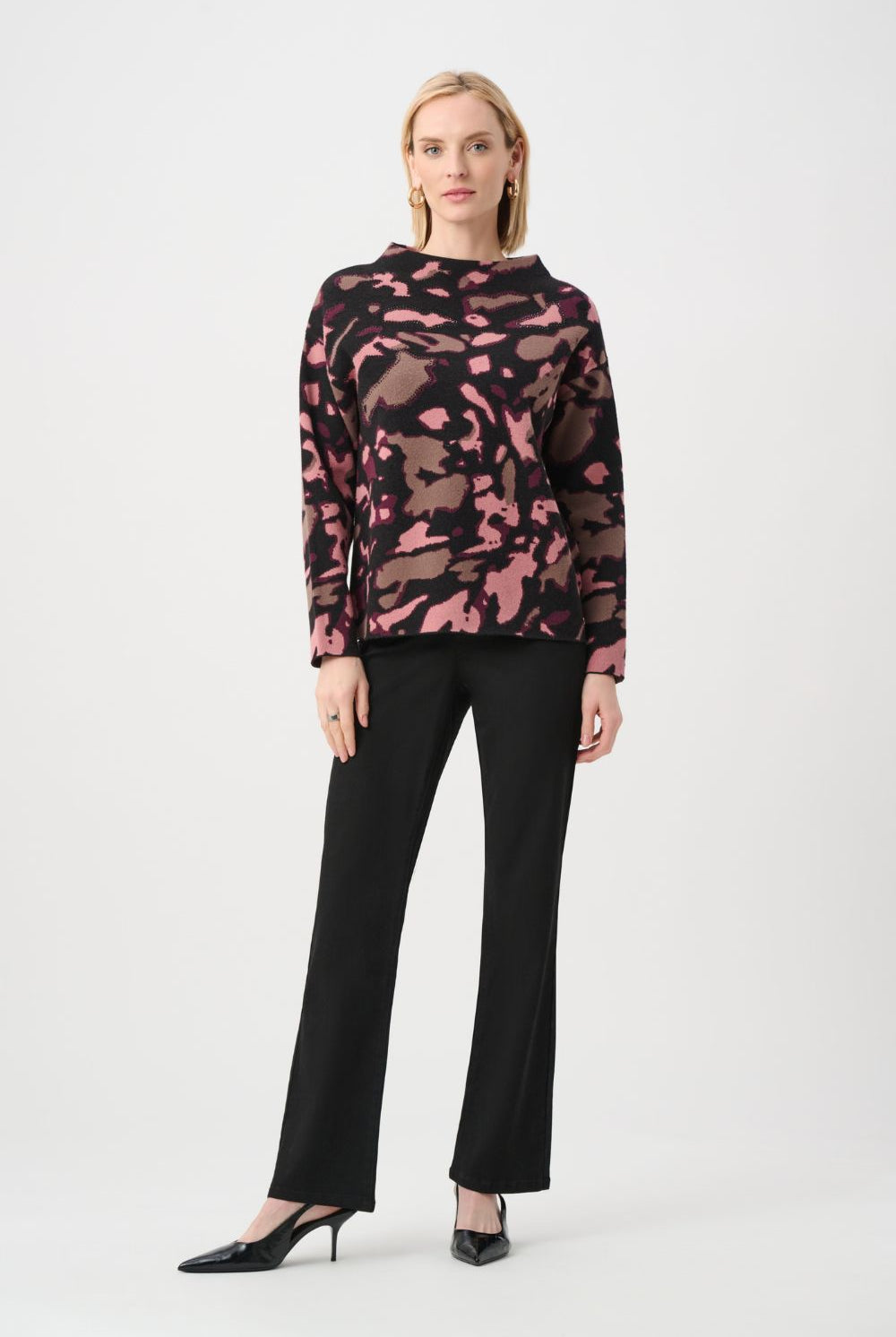 Joseph Ribkoff - Joseph Ribkoff Rhinestone Jacquard Sweater | Black/Multi - Sweater - Silvermaple Boutique