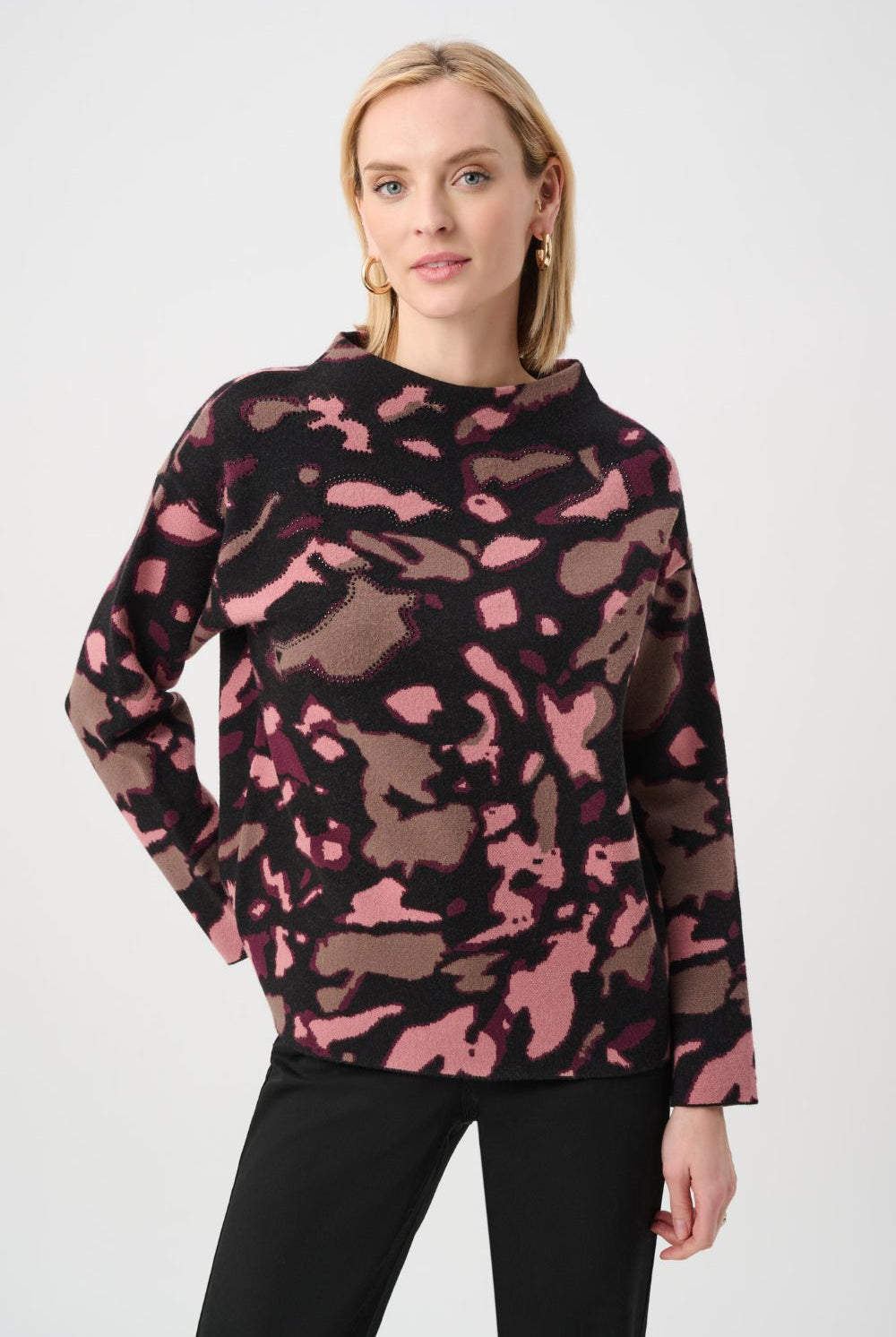 Joseph Ribkoff - Joseph Ribkoff Rhinestone Jacquard Sweater | Black/Multi - Sweater - Silvermaple Boutique