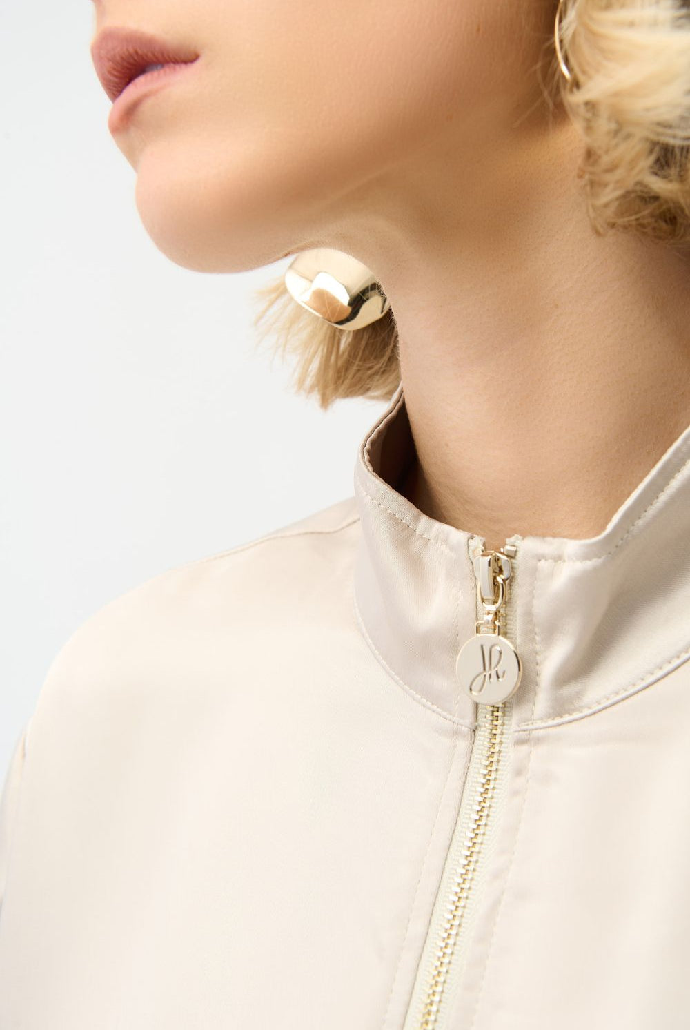 Joseph Ribkoff - Joseph Ribkoff Satin Blouson Jacket | Moonstone - Jacket - Silvermaple Boutique