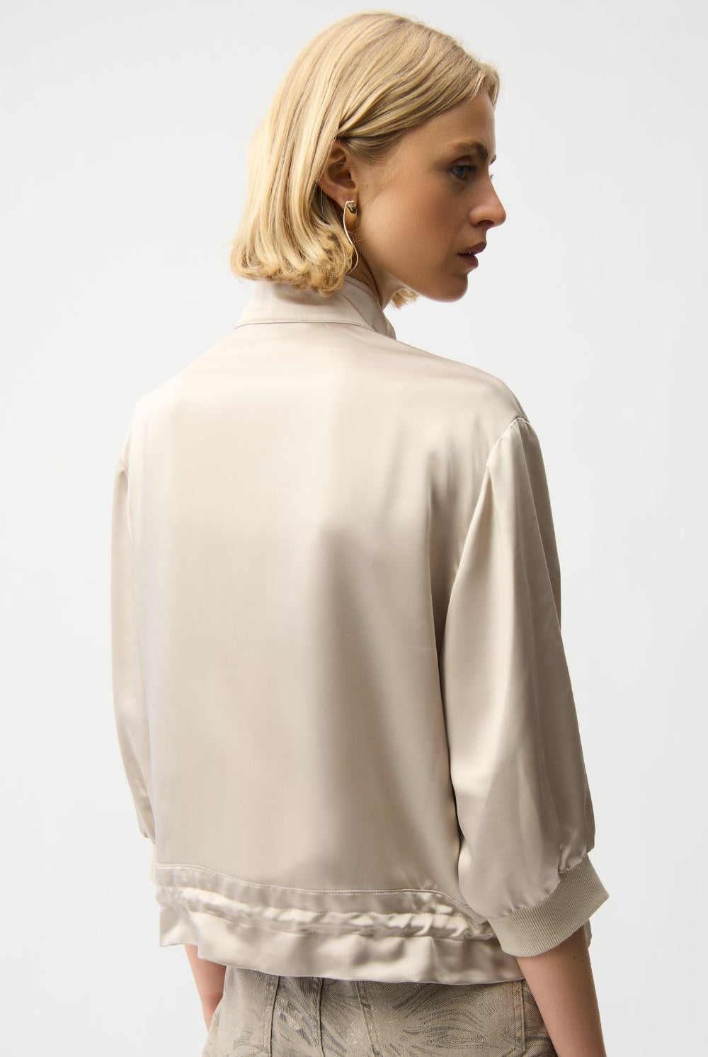 Joseph Ribkoff - Joseph Ribkoff Satin Blouson Jacket | Moonstone - Jacket - Silvermaple Boutique