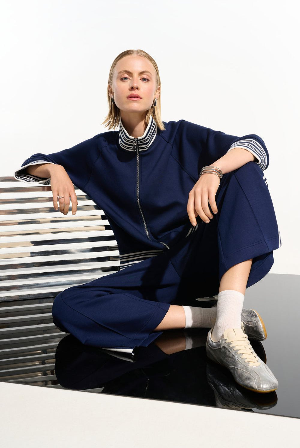 Joseph Ribkoff - Joseph Ribkoff Scuba Jersey Culottes | Indigo/Vanilla - Pants - Silvermaple Boutique