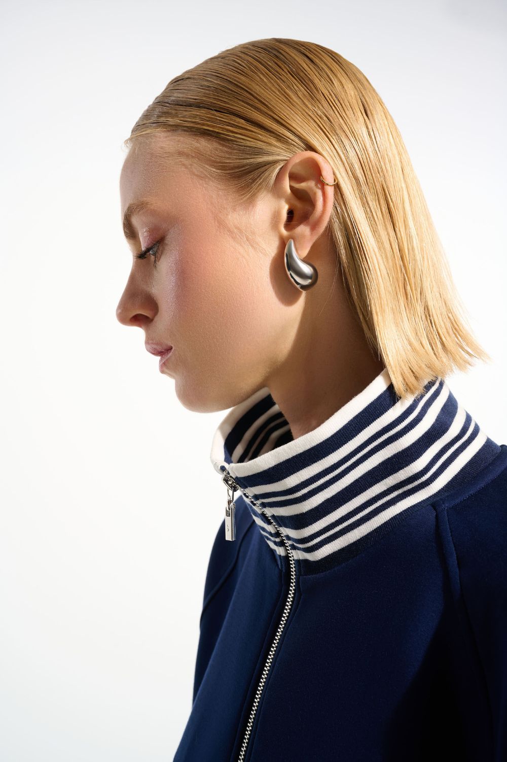 Joseph Ribkoff - Joseph Ribkoff Scuba Jersey Jacket | Indigo/Vanilla - Jacket - Silvermaple Boutique