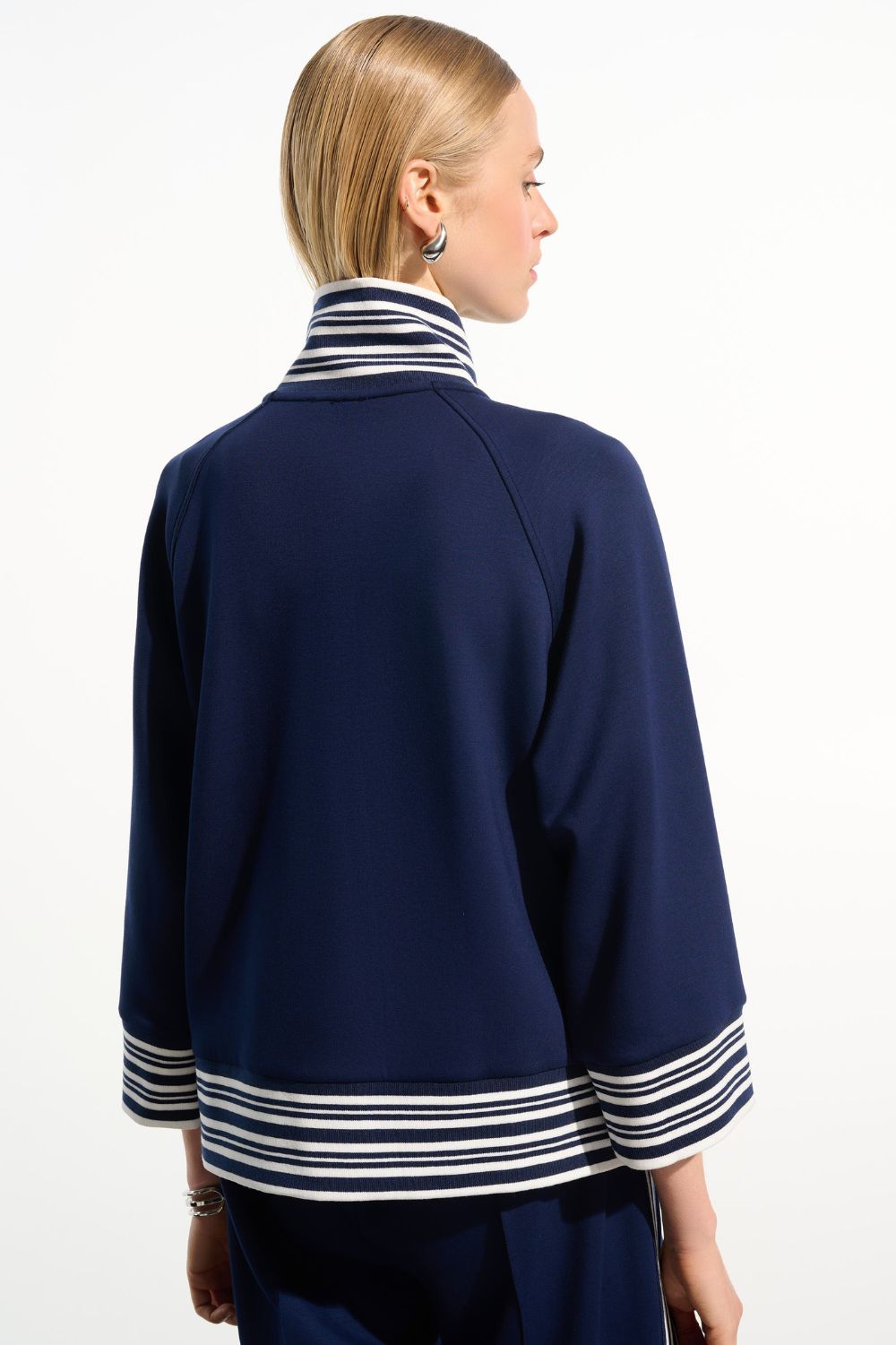 Joseph Ribkoff - Joseph Ribkoff Scuba Jersey Jacket | Indigo/Vanilla - Jacket - Silvermaple Boutique