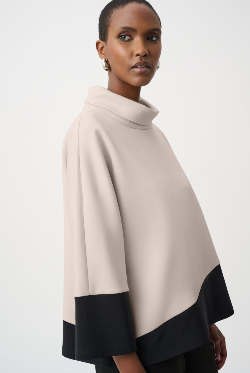 Joseph Ribkoff - Joseph Ribkoff Scuba Jersey Trapeze Top | Mink/Black - Top - Silvermaple Boutique