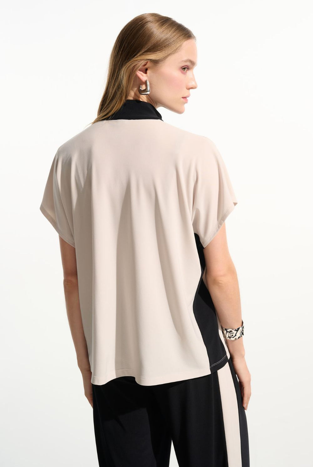 Joseph Ribkoff - Joseph Ribkoff Silky Knit Colour Block Top | Moonstone/Black - Jumper - Silvermaple Boutique