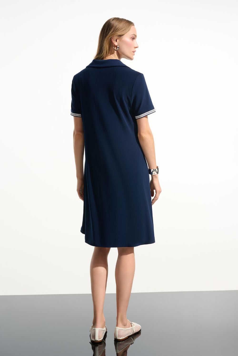 Joseph Ribkoff - Joseph Ribkoff Trapeze Dress With Polo Collar | Indigo - Dress - Silvermaple Boutique