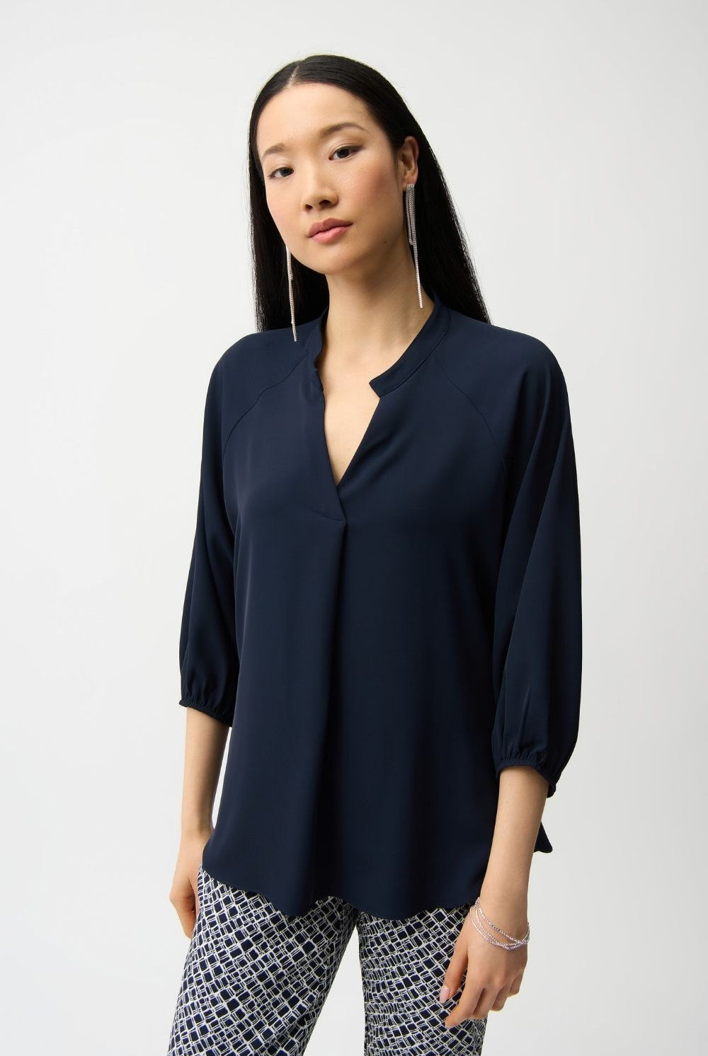 Joseph Ribkoff - Joseph Ribkoff Woven Twill Top | Midnight - Top - Silvermaple Boutique