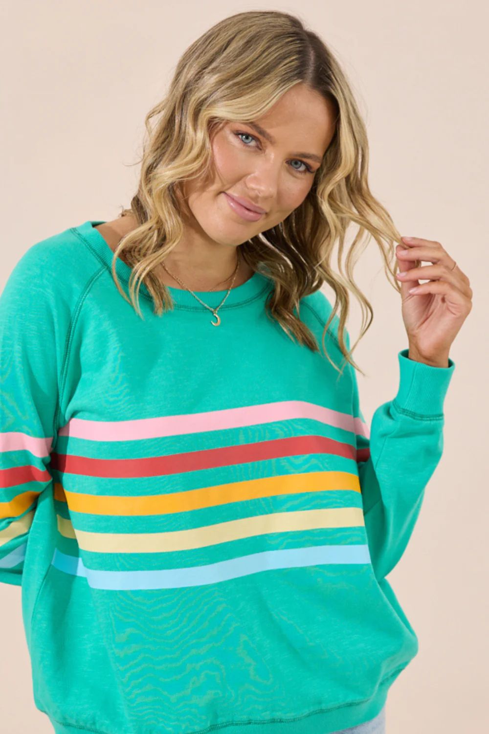 Jovie The Label - Jovie The Label Forever Sweater | Emerald Green/Pastel Stripes - Jumper - Silvermaple Boutique