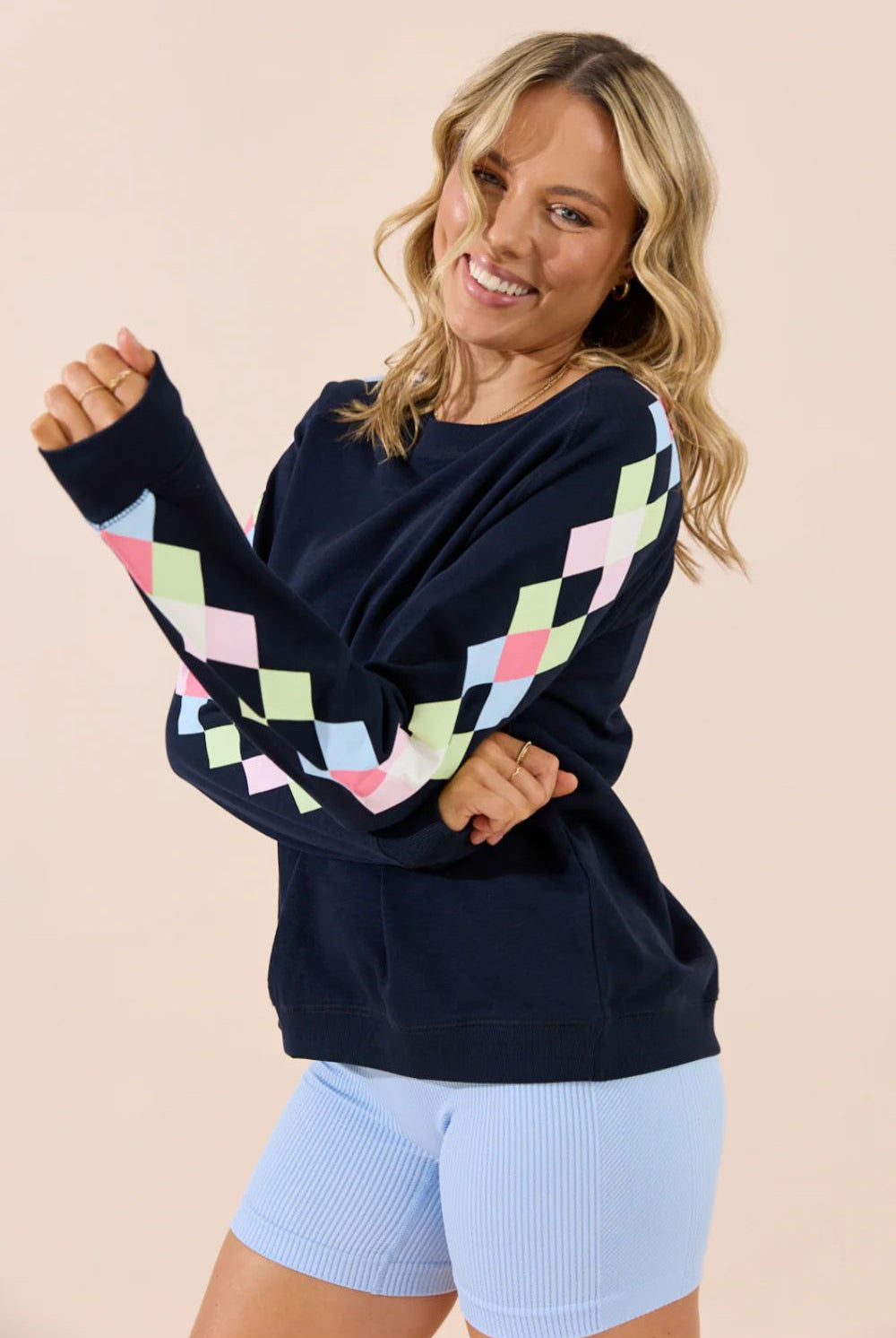 Jovie The Label - Jovie The Label Zanni Sweater | Navy/Multi Coloured Sleeve - Jumper - Silvermaple Boutique