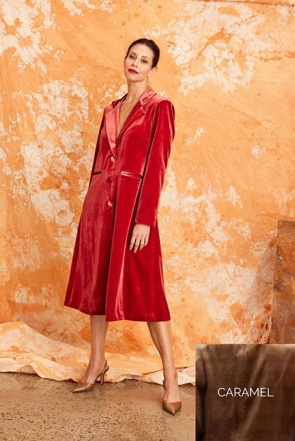 Kamare - Surrey Velvet Coat | Caramel - Coat - Silvermaple Boutique