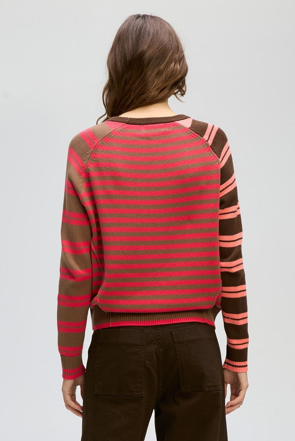 LD+Co - Crazy Stripe Crew | Choc Berry - Knitwear - Silvermaple Boutique
