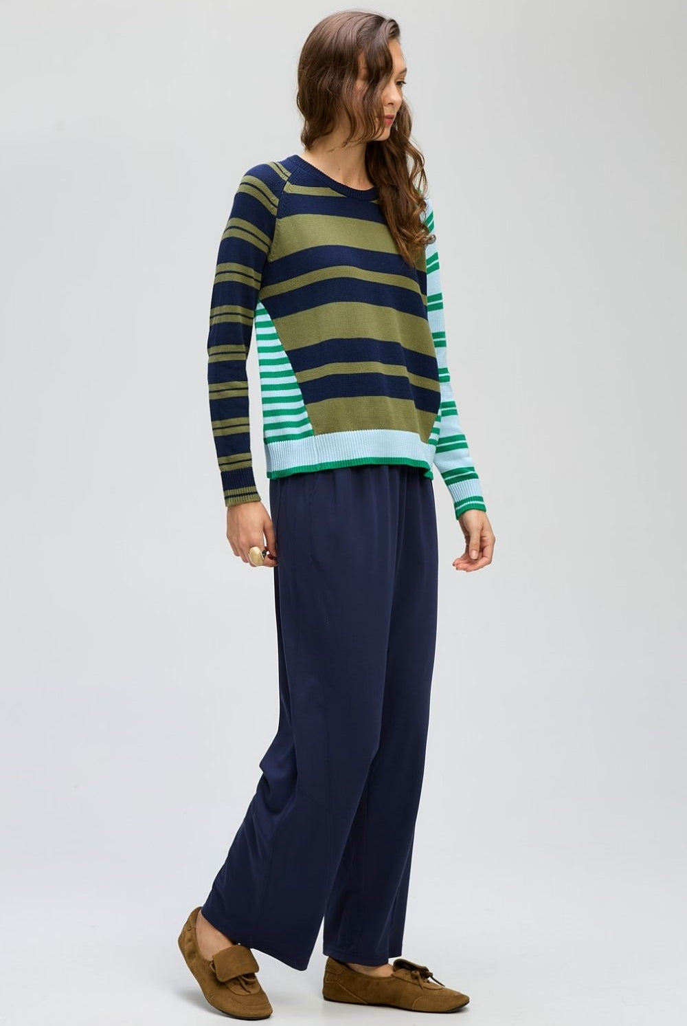 LD+Co - Crazy Stripe Crew | Ink - Knitwear - Silvermaple Boutique