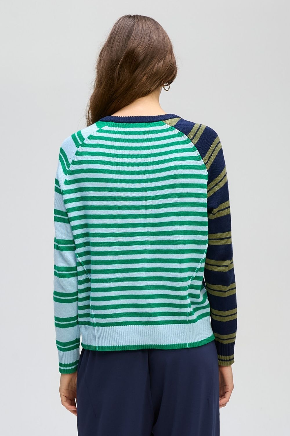 LD+Co - Crazy Stripe Crew | Ink - Knitwear - Silvermaple Boutique