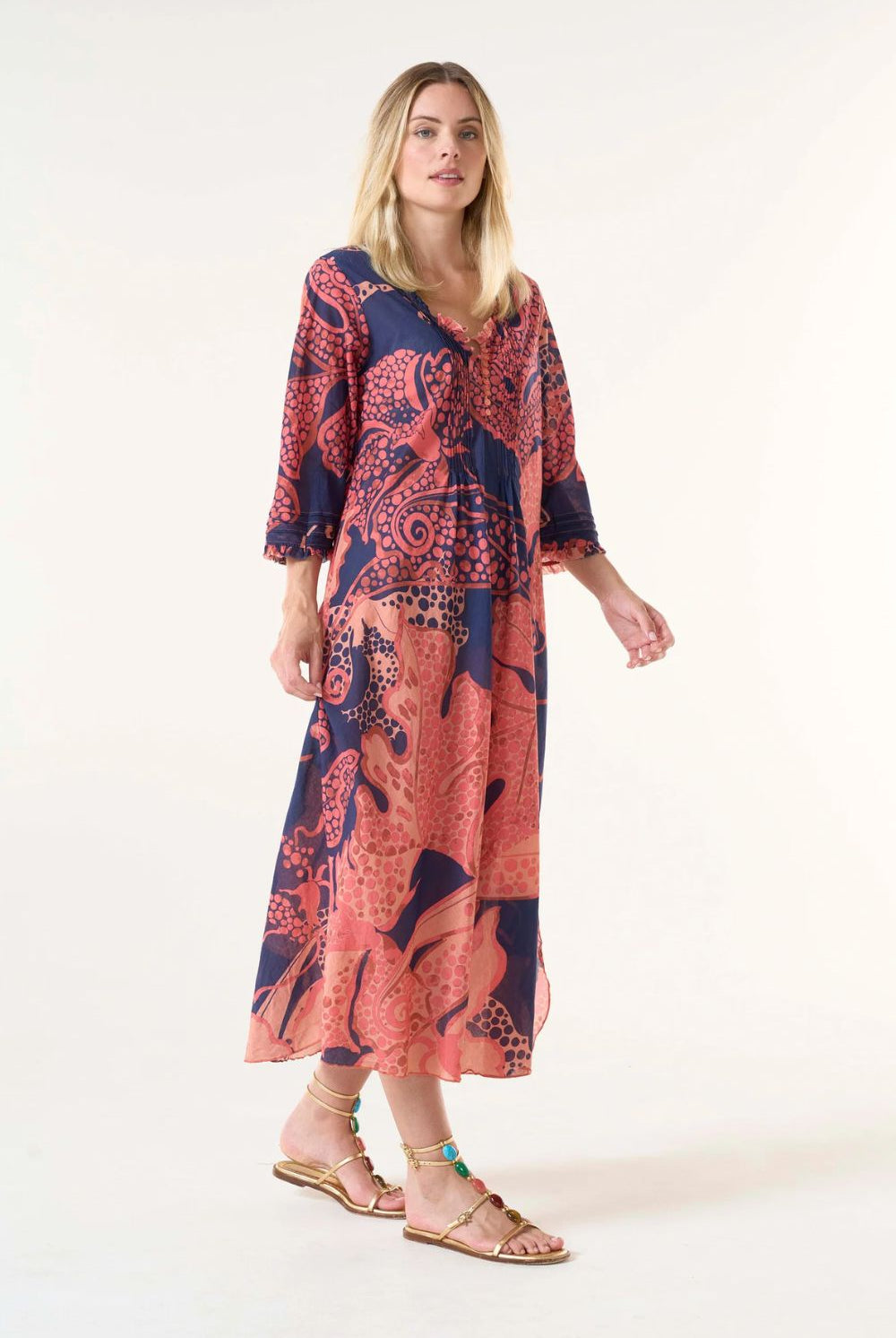 Oneseason - Long Poppy Dress | Portofino | Coral - Dress - Silvermaple Boutique