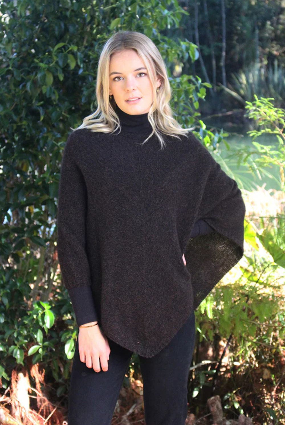 Lothlorian - Lothlorian Plain Possum Merino Poncho | Brown Marl - Scarves & Wraps - Silvermaple Boutique