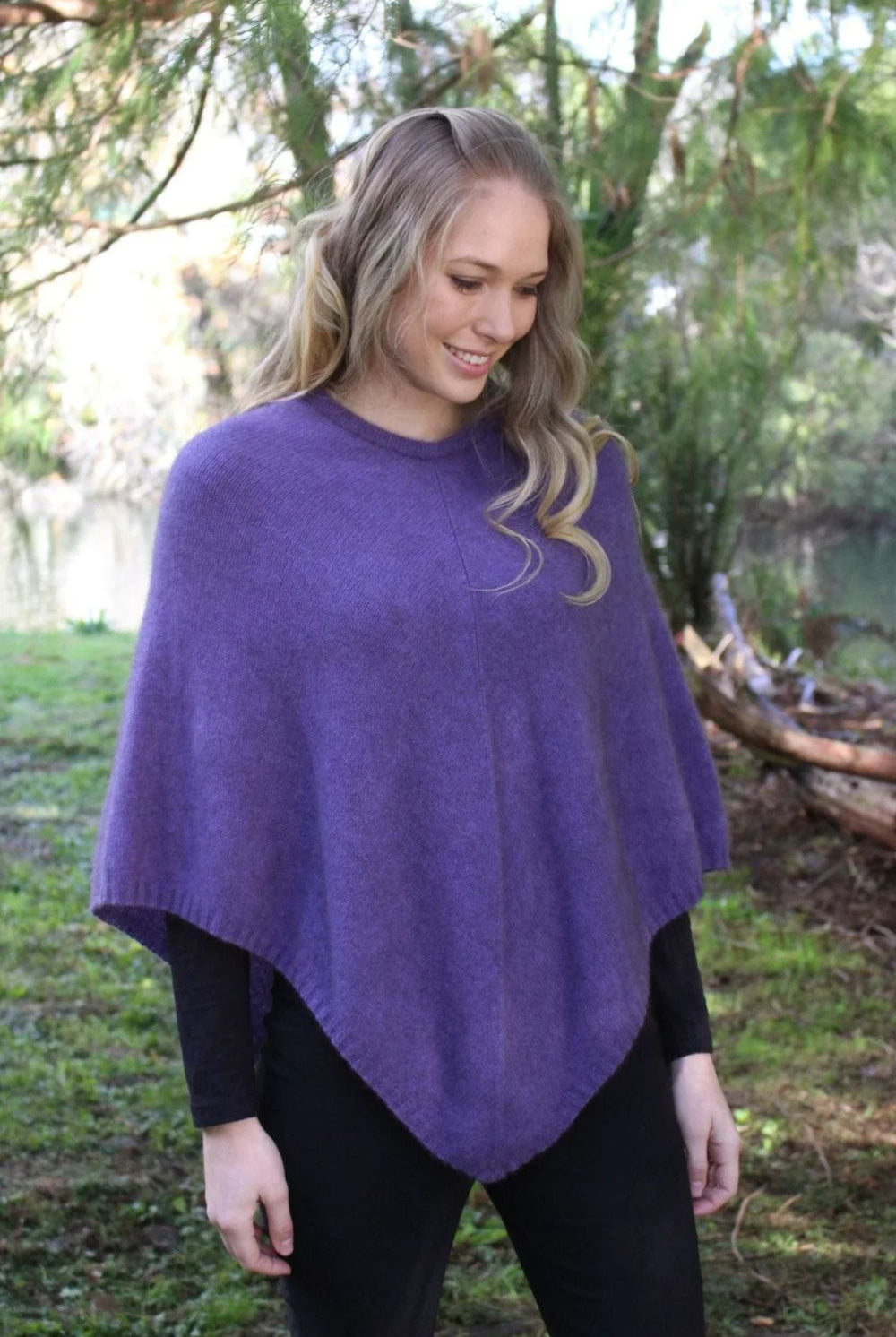 Lothlorian - Lothlorian Plain Possum Merino Poncho | Heather - Scarves & Wraps - Silvermaple Boutique