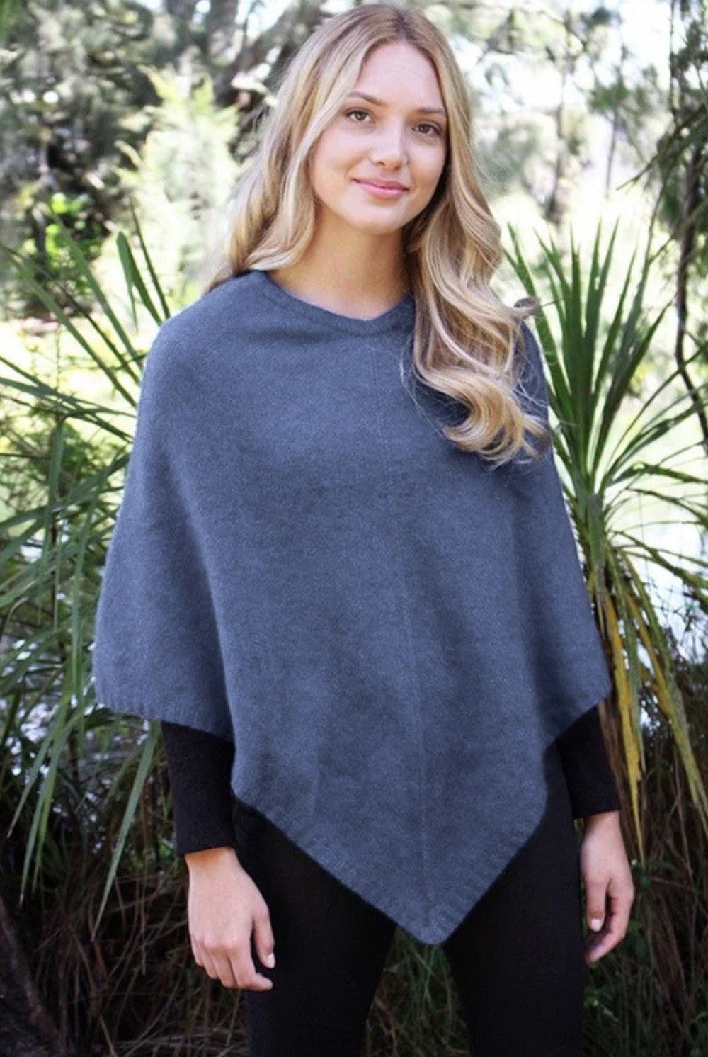 Lothlorian - Lothlorian Plain Possum Merino Poncho | Iceberg - Scarves & Wraps - Silvermaple Boutique
