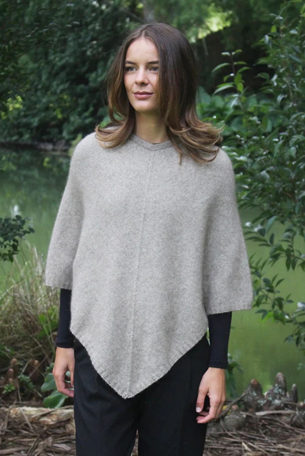 Lothlorian - Lothlorian Plain Possum Merino Poncho | Natural - Scarves & Wraps - Silvermaple Boutique
