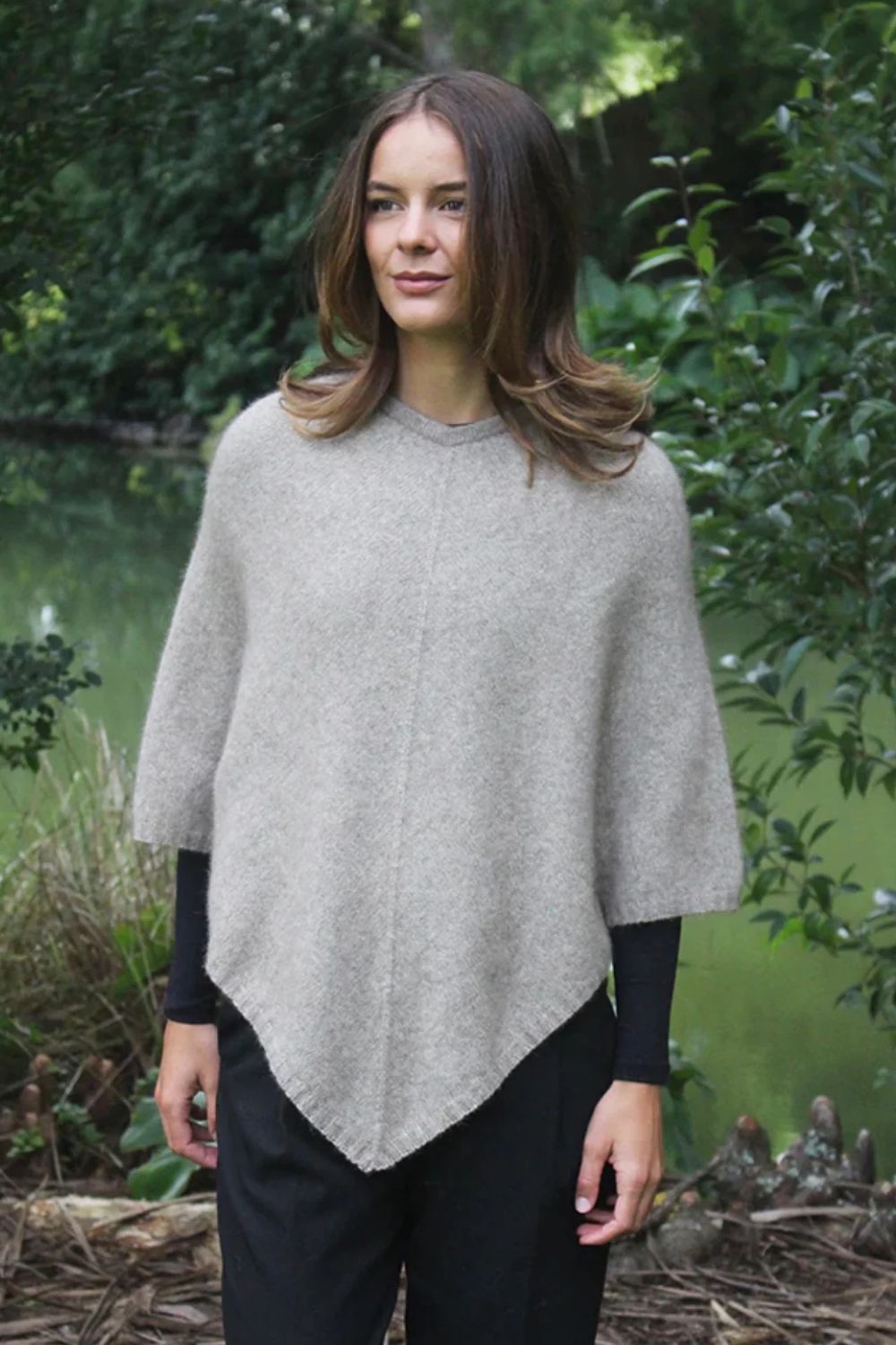 Lothlorian - Lothlorian Plain Possum Merino Poncho | Natural - Scarves & Wraps - Silvermaple Boutique
